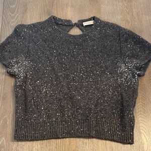 Black cashmere Sequin Knit Sweater